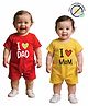 COCOON ORGANICS 100% Cotton Knit Pack Of 2 Half Sleeves I Love Dad & I love Mom Text Printed Romper - Yellow & Red