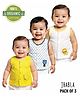 COCOON ORGANICS 100% Organic Cotton Woven Pack Of 3 Sleeveless Baby Animals Embroidered Ultra Light Jhablas - Yellow Blue & White