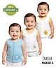 COCOON ORGANICS 100% Organic Cotton Woven Pack Of 3 Sleeveless Baby Animals Embroidered Ultra Light Jhablas - Yellow Sky Blue & White