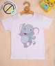 COCOON ORGANICS 100% Cotton Knit Half Sleeves Cute Baby Elephant Printed Anti Microbial Tee - White
