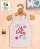 COCOON ORGANICS 100% Cotton Knit Sleeveless Oh Baby Text Printed Anti Microbial Tee- Grey Melange