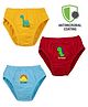 COCOON ORGANICS 100% Cotton Knit Pack Of 3 Dinosaur Printed Stretchable & Anti Microbial Panties  - Yellow Red & Sky Blue