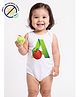 COCOON ORGANICS 100% Cotton Knit Sleeveless Stretchable Apple Printed Anti Microbial Stretchable Onesie - White
