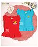 COCOON ORGANICS 100% Cotton Knit Pack Of 2 Cap Sleeves Fruit Printed Jhablas - Red & Sky Blue