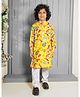 Ministitch Cotton Woven Full Sleeves Floral & Birds Printed Kurta Pyjama Set - Yellow