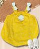 Creative Kids Georgette Woven Sleeveless Floral Printed Bow Applique Detailed Onesie - Yellow & White