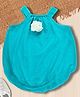 Creative Kids Georgette Woven Sleeveless Floral Applique Detailed Onesie - Turquoise Blue