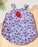 Creative Kids Georgette Woven Sleeveless Floral Printed Onesie - Blue & Red