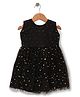 Kookie Kids Mesh Woven Sleeveless Party Dress with Foil Star Print - Black