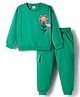 Babyhug Terry Knit Full Sleeves Top and Joggers Set With Front & Back Floral Print - Green