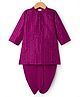 Babyhug Cotton Woven Full Sleeves Kurta Dhoti Set with Sequin Detailing - Purple