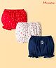 Honeyhap Premium 100% Cotton Knit With Bio Finish Bloomers With Stripe & Bow Print Pack of 3 - Tomato Navy Peony & Bright White