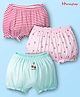Honeyhap Premium 100% Cotton Knit with Bio Finish Bloomers with Stripe & Bow Print Pack of 3 - Festival Bloom  Bay & White