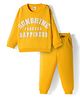 Babyhug Knit Premium Light Gauge Terry Full Sleeves Top and Jogger Set with Sunshine Forever Text Print - Yellow