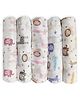 Trance Home Linen Super Soft Cotton Mulmul Swaddle Cloth Pack of 5 - Blue