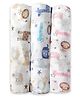 Trance Home Linen Super Soft Cotton Mulmul Swaddle Cloth Pack of 3 - Blue