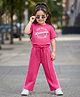 Babyhug Terry Knit Half Sleeves Top and Lounge Pant Set with Today Will Be Awesome Text Print - Pink