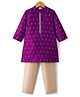Babyhug Woven Full Sleeves Kurta Pajama Set with Floral Foil Print - Purple