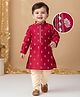 Babyhug Brocade Woven Full Sleeves Kurta Pajama Set with Motif Embroidery - Maroon