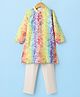 Babyhug Woven Full Sleeves Kurta Pajama Set With Floral Print - Multicolour