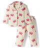 Kookie Kids Interlock Knit Full Sleeves Co-ord Night Suit with Butterfly Print - Cream