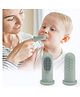R for Rabbit Tiny Smiles Silicone 2 in 1 Gummy Finger Brush & Tongue Cleaner with Storage Case - Olive Green