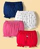 Honeyhap Premium 100%  Cotton Knit Bloomers With Bio Finish & Polka Dot Print Pack of 4 - Navy Peony Bright White Tomato Navy Peony Aop & Tomato Sripe