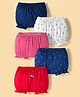 Honeyhap Premium 100%  Cotton Knit Bloomers With Bio Finish & Polka Dot Print Pack of 5 - Navy Peony Bright White Tomato Navy Peony Aop & Tomato Sripe