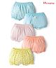 Honeyhap Premium 100%  Cotton Knit Bloomers With Bio Finish & Floral Print Pack of 5 - Spun Sugar Tropical Peach Bay Bright White & Yellow Iris