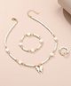 Ziory Floral & Butterfly Designed Beads Embellished Jewellery Set - White