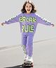 OLLINGTON ST. Cotton Knit Full Sleeves Text Printed Sweatshirts  & Knit Joggers - Purple