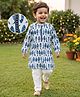 Babyhug Cambric Woven Full Sleeves Kurta Pajama Set with Fish Print - White & Blue