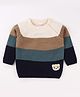 Babyhug Knit Full Sleeves Pullover Sweater with Stripe Design & Animal Patch Embroidery - Navy Blue Beige & Blue