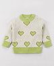 Babyhug Knit Full Sleeves Pullover Turtle Neck Sweater with Heart Design - Off White