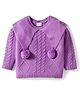 Babyhug Knit Full Sleeves Pullover Sweater with Cable Knit & Pom Pom Design - Purple