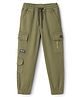 Olio Kids Cotton Woven Full Length Solid Joggers With Cargo Pockets - Olive Green
