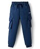 Olio Kids Cotton Woven Full Length Solid Trouser With Cargo Pockets - Blue