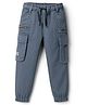 Olio Kids Cotton Woven Full Length Solid Trouser With Cargo Pockets - Grey