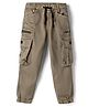 Olio Kids Cotton Woven Full Length Solid Trouser With Cargo Pockets - Brown