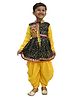 Aglare Cotton Woven Navratri Theme Full Sleeves Bandhani Designed Kedia Set - Black & Yellow