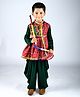 Aglare Cotton Woven Navratri Theme Full Sleeves Bandhani Designed Kedia Set - Red & Green