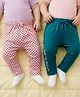 Babyoye 100% Cotton Interlock Knit Full Length Diaper Leggings With Eco Jiva Finish & Polka Dots Pack Of 2 - Teal Blue & Pink