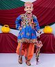Banjara India Cotton Blend Woven Navratri Theme Full Sleeves Ethnic Embroidered Kediya & Coordinating Dhoti Set With Cap - Blue