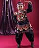 Banjara India Cotton Blend Woven Navratri Theme Full Sleeves Ethnic Embroidered Kediya With Dhoti & Cap Set - Black
