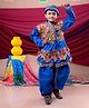 Banjara India Cotton Blend Woven Navratri Theme Full Sleeves Ethnic Embroidered Kediya & Coordinating Dhoti Set With Cap - Blue