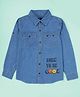 Kiddopanti Denim Woven Full Sleeves Born To Be Cool Text Printed Shirt - Light Blue