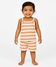 JusCubs Cotton Knit Sleeveless Striped Coordinting Top & Shorts Set - Orange