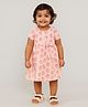 JusCubs Cotton Knit Half Sleeves Strawberries Printed Bow Applique Detailed Dress - Pink