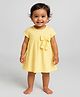 JusCubs Cotton Knit Half Sleeves Ripped Bow Applique Detailed Dress - Yellow