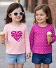 Babyoye 100% Cotton Knit Eco Jiva Finish Full Sleeves T-Shirts With Heart & Floral Print Pack of 2 - Dark Pink & Pink